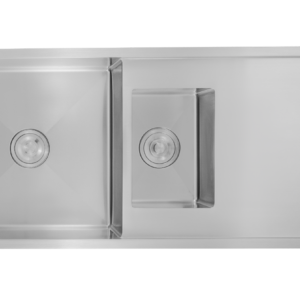 FS HAND CARVED DOUBLE BOWL WITH DRAIN BOARD 45x20x9