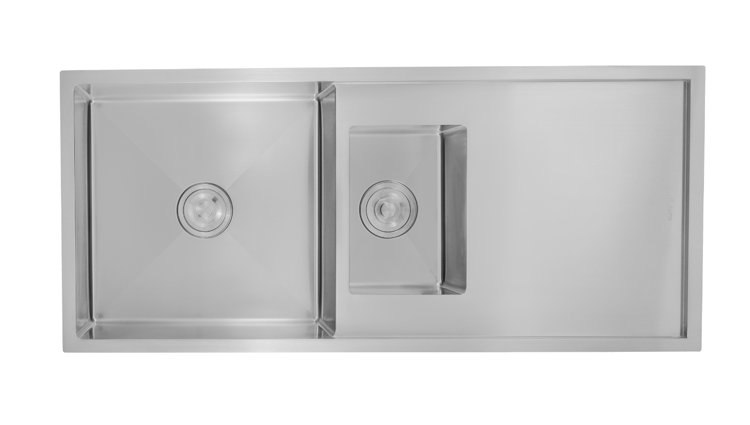 FS HAND CARVED DOUBLE BOWL WITH DRAIN BOARD 45x20x9