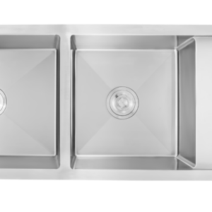 FS HANDMADE 5118 HM DOUBLE BOWL WITH DRAIN BOARD 51x18x8