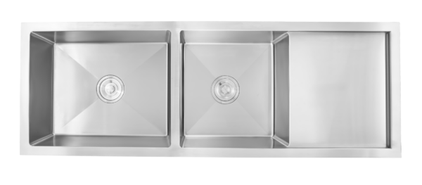 Futura Handcarved double bowl sink with drainboard for utility area