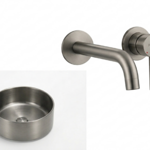 round wash basin with faucet (wall mount)