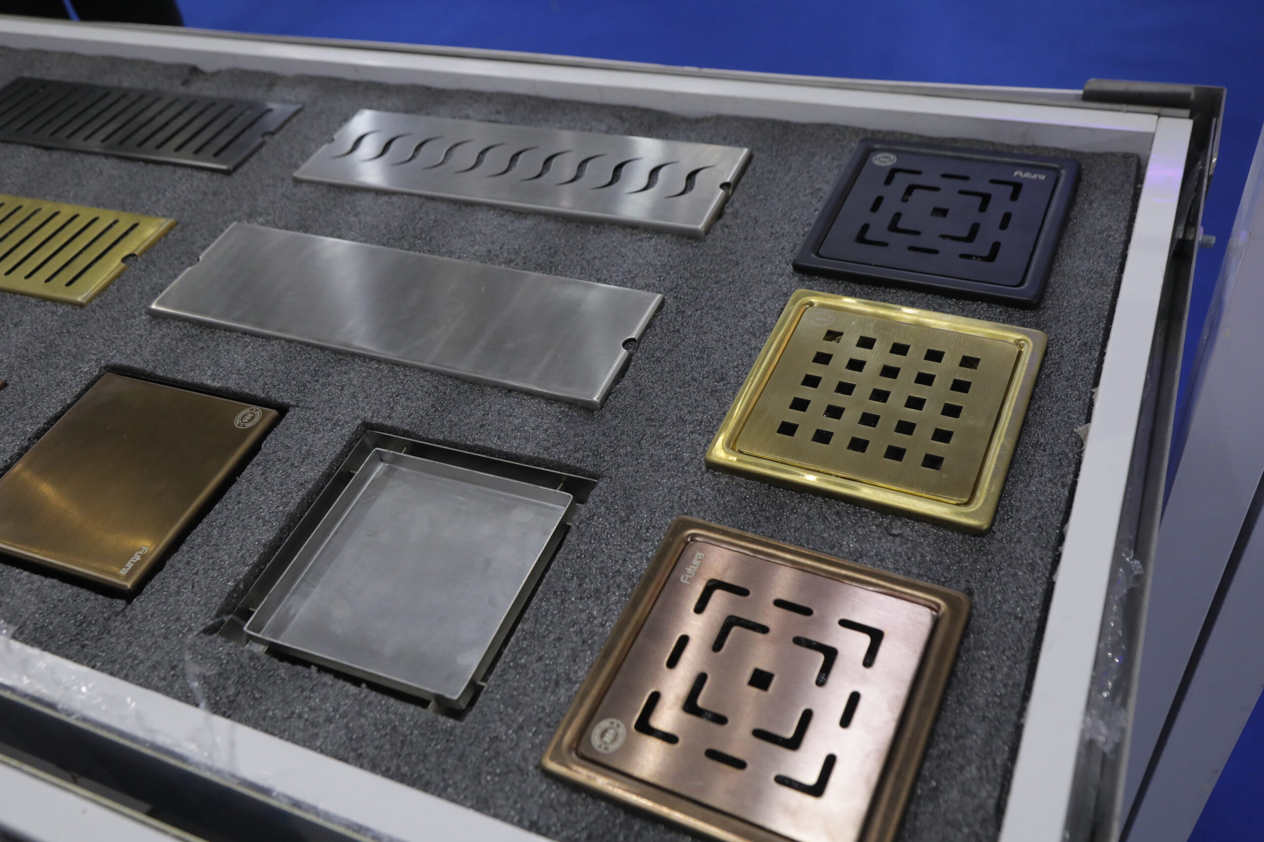 Designer drain covers black gold finish bathroom drains India Futura PLUMBEX