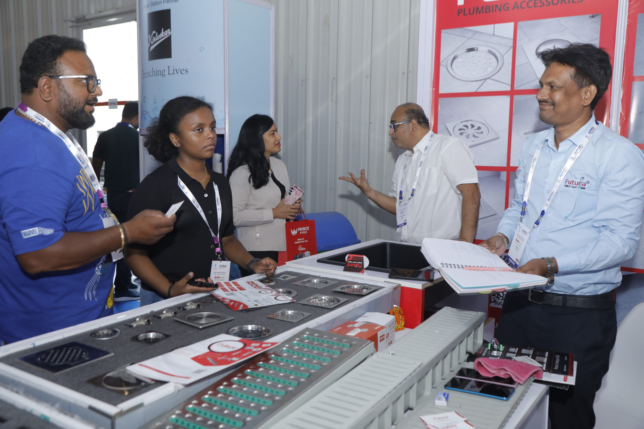 Futura plumbing accessories stall visitors PLUMBEX 2026 India bathroom kitchen products