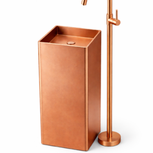 SQUARE STANDING WASH BASIN WITH FAUCET (TABLE TOP)-FS-4040TL-RG FA-02-WB-RG