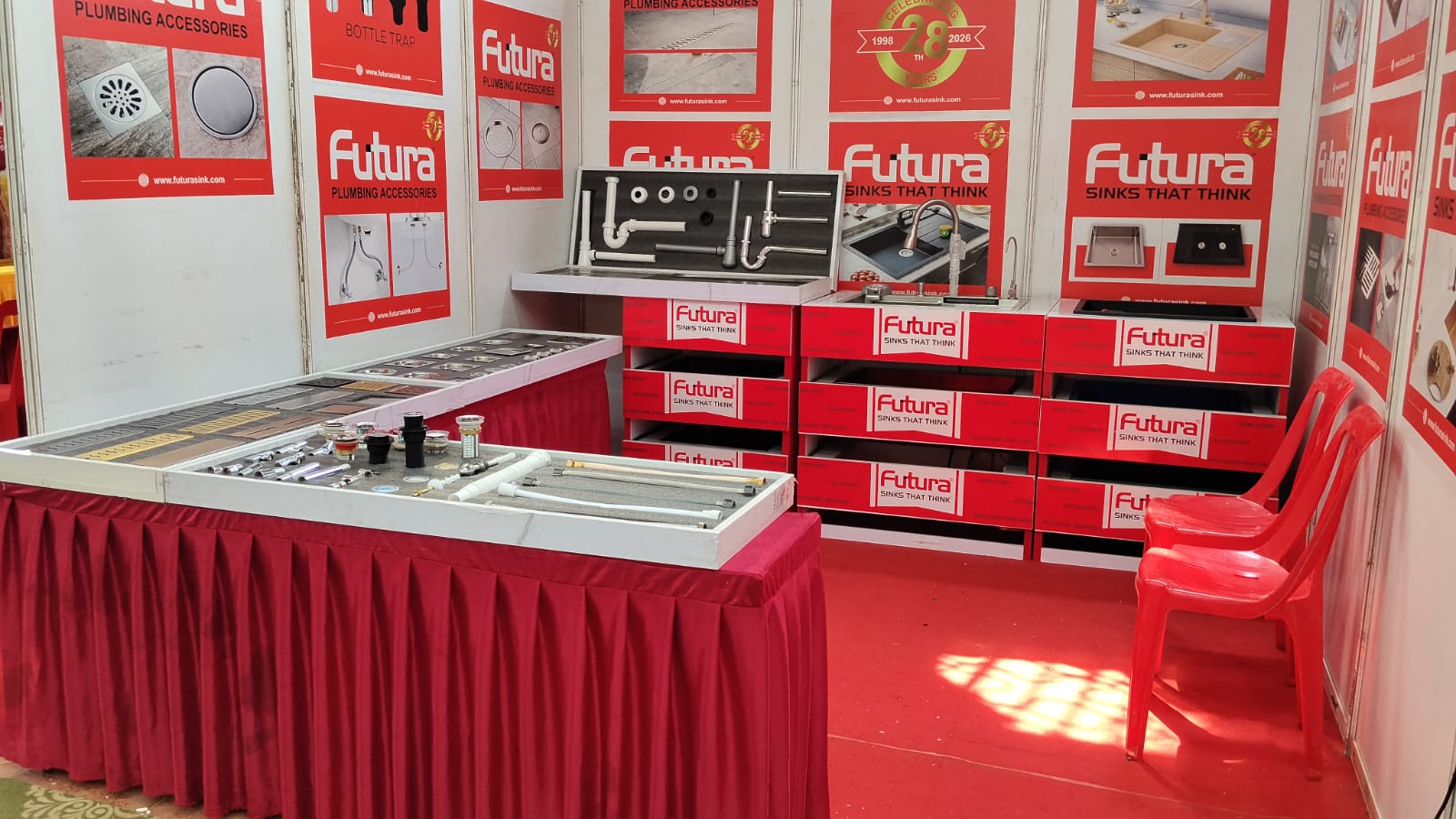 Futura plumbing accessories stall setup at Hubli exhibition 2026
